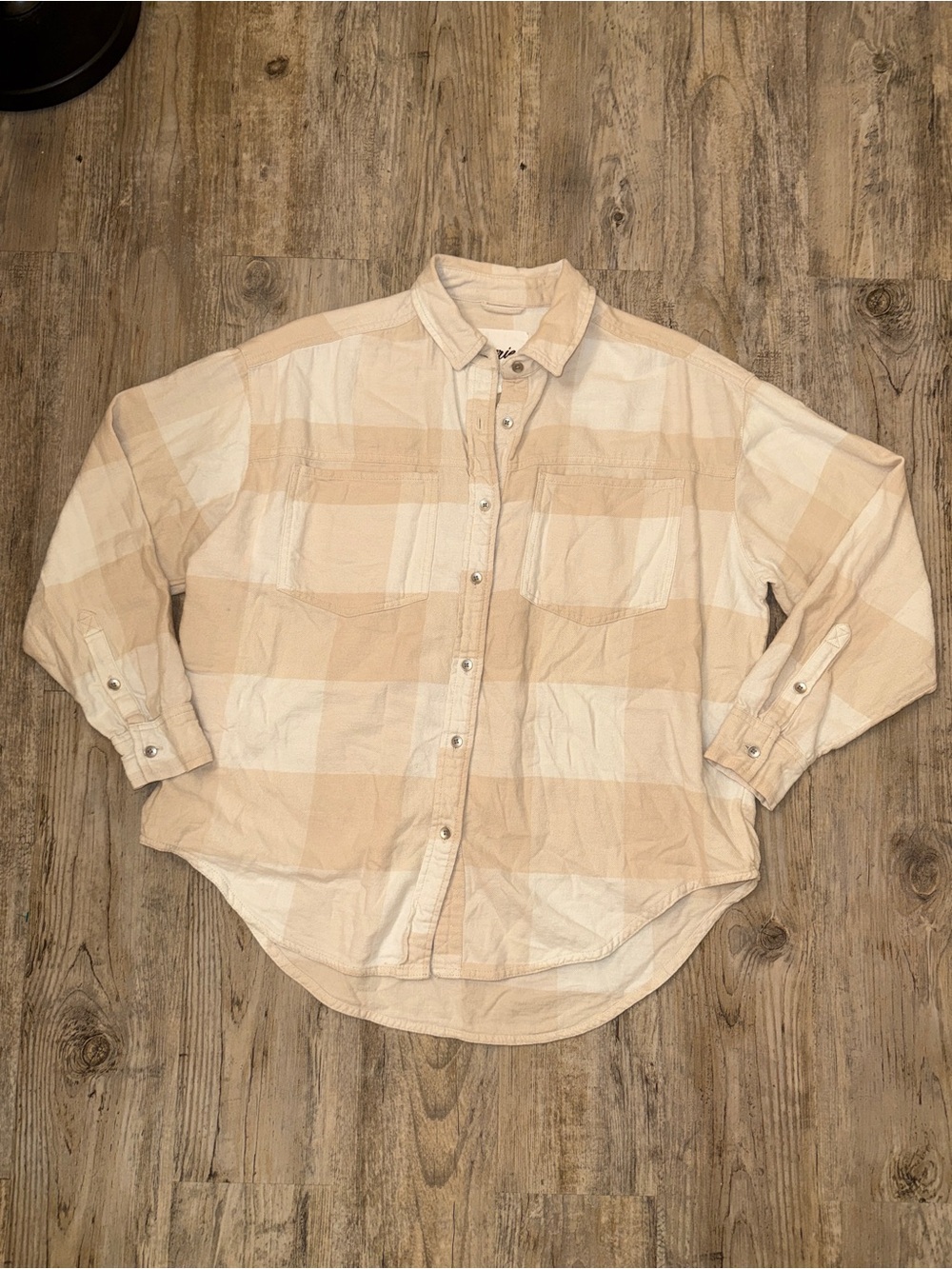 aerie Beige Plaid Button-Down Shirt XS